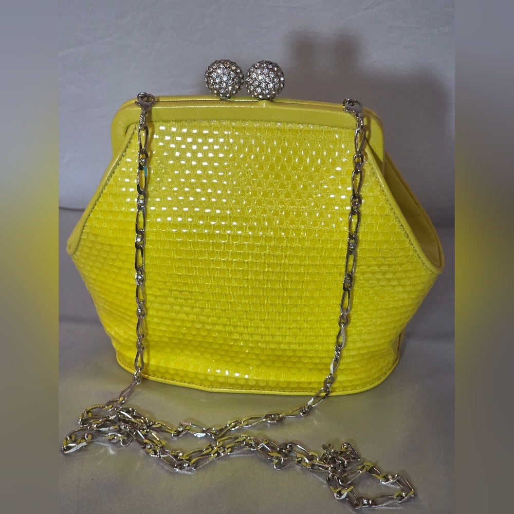 Moschino Vintage Yellow Chain Crossbody / Clutch Bag